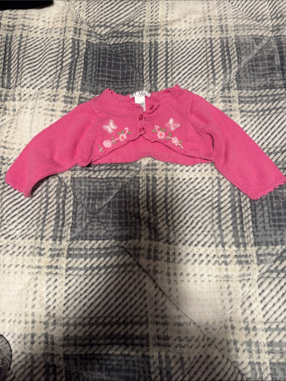 The Children's Place Bright Pink Cropped Knitted Sweater Embroidered Bolero